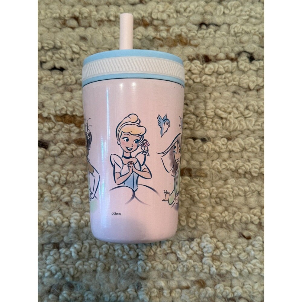 Disney Princess Zak Designs Insulated Kids Tumbler Cup w/ Straw Pink 12 oz
